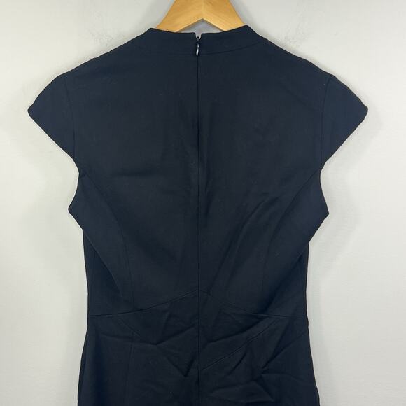 REISS Leena Black V-Neck Wool Blend Dress Size 4 Cap Sleeve Business - Picture 8 of 12